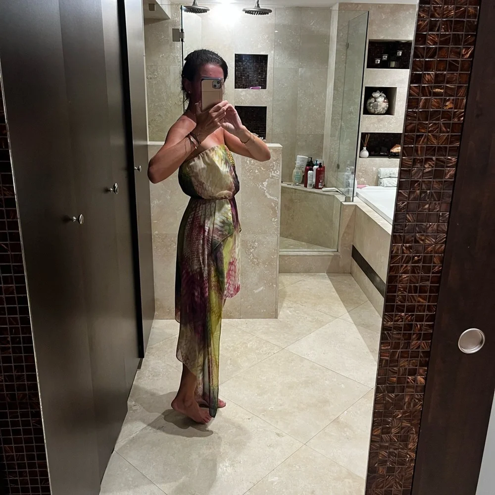 bebe Multicolor Strapless Dress